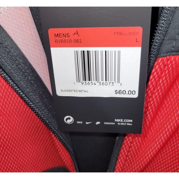 Nike Men Full Zip Sweatshirt Size Large Red Black Long Sleeve Workout Gym - Picture 5 of 10